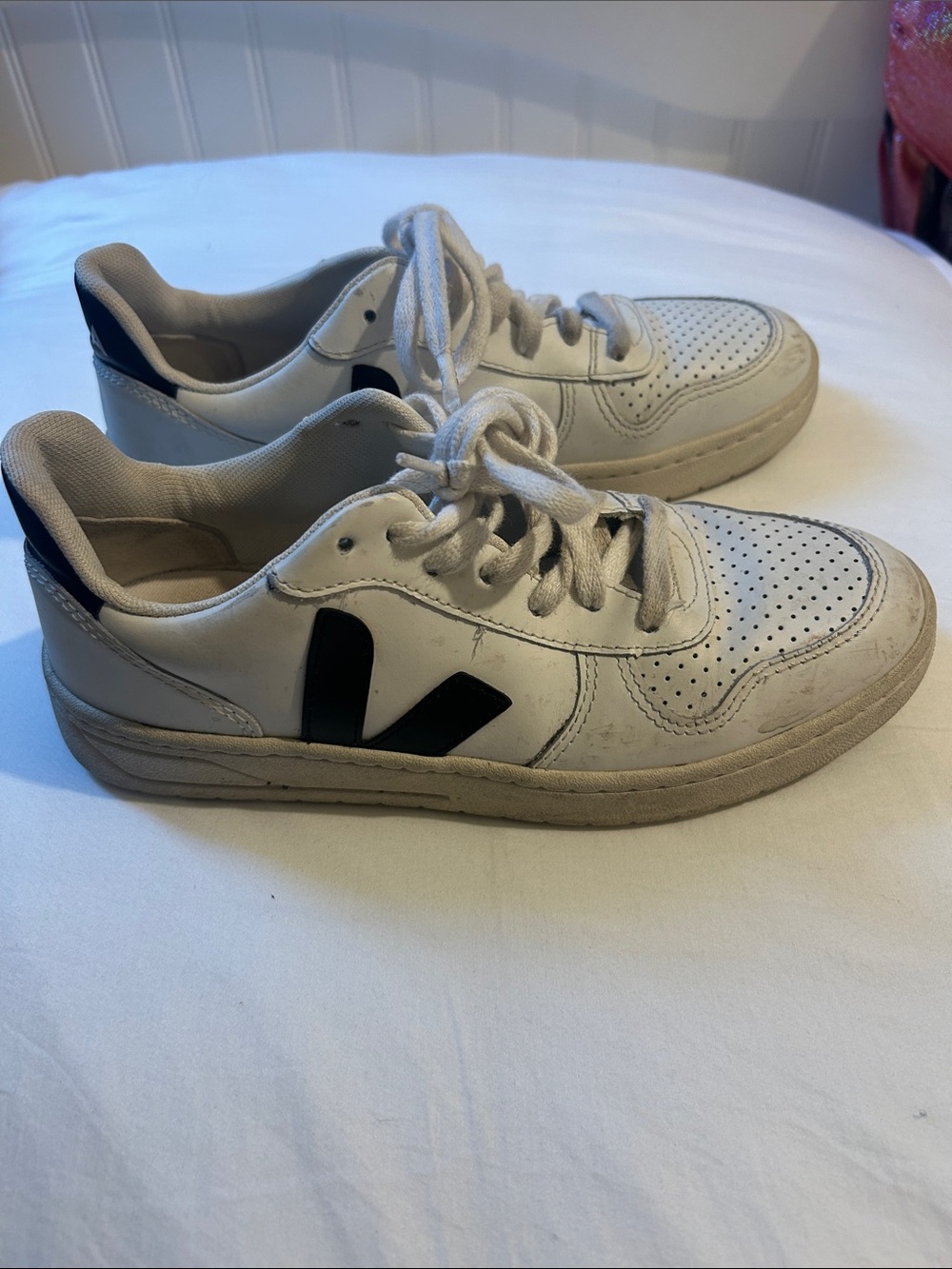 Veja White Sneakers with Black V Logo